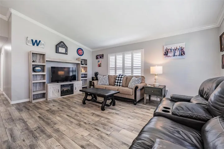 Family room also has plantation shutters