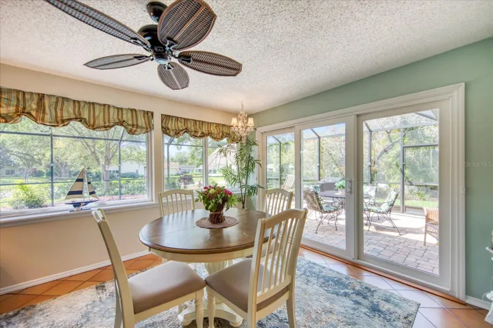A nice view to the screened patio & pool deck~