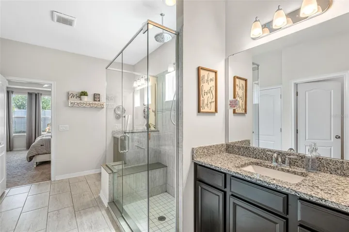 Separate vanities and water closet