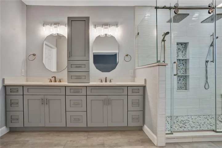 Renovated Primary Bathroom With Double Vanity