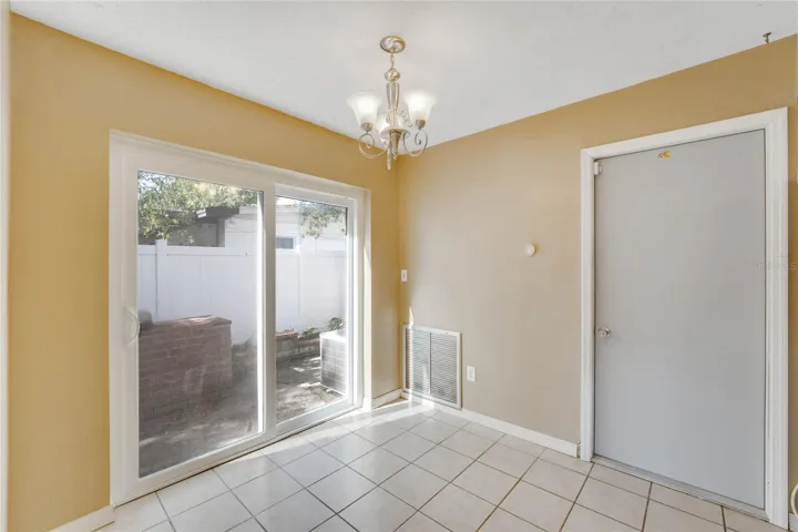 Breakfast nook with sliders out to patio