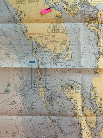 Water chart of the area -and boating route to Charlotte Harbor and the Gulf of Mexico