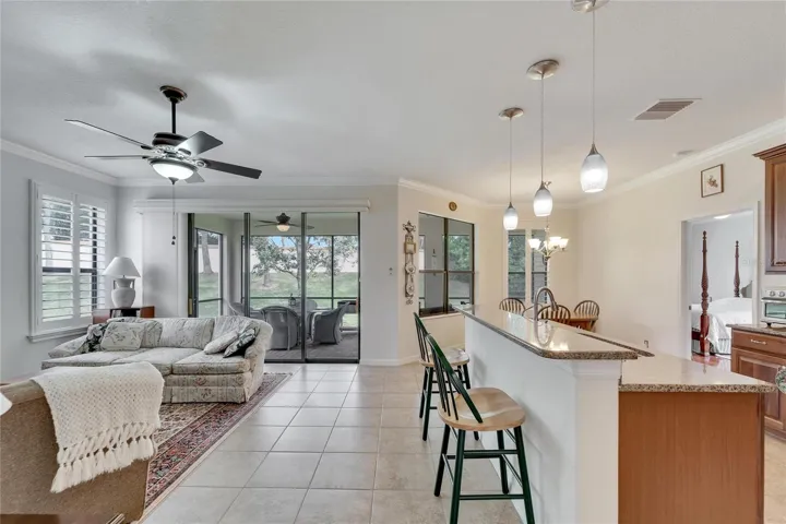Kitchen Bar Seating to Lanai View