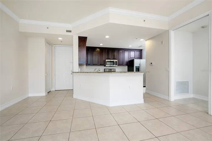 Crown Molding enhance this well designed living space