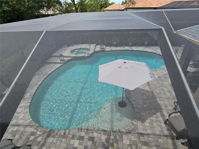 2nd floor view of pool from upstairs balcony