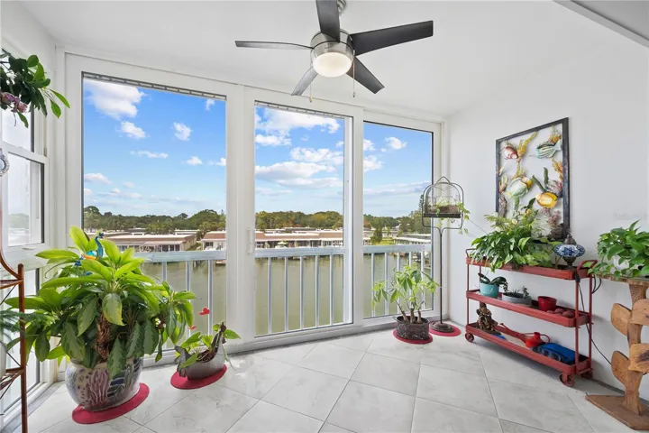 Enclosed balcony looking at the Intracoastal Waterway canal