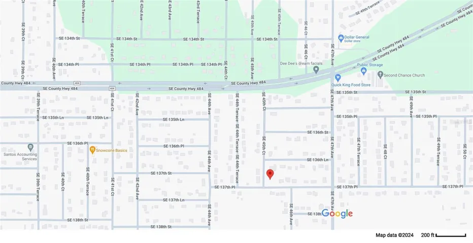 Google Map showing homes in area