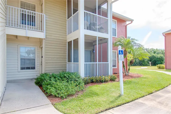 Front of building. Handicap parking space is also available right in front of the unit!