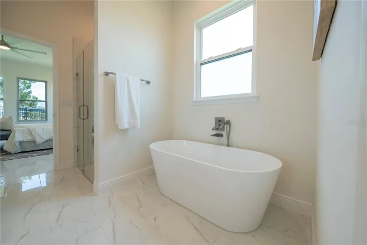 MAIN BATHROOM HAS SEPARATE TUB, SHOWER, DOUBLE VANITY, SEPARATE TOILET AREA