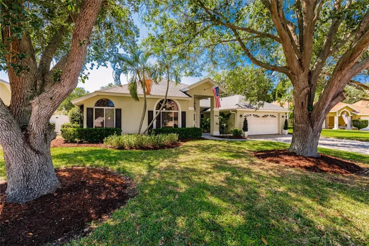 Beautiful Oak Trees grace the front yard