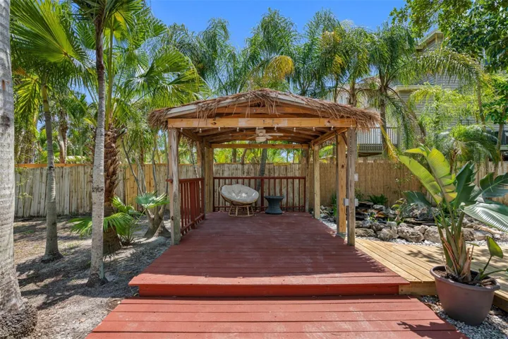 Gazebo with palm thatched roof