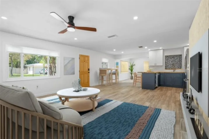Great room - virtually staged