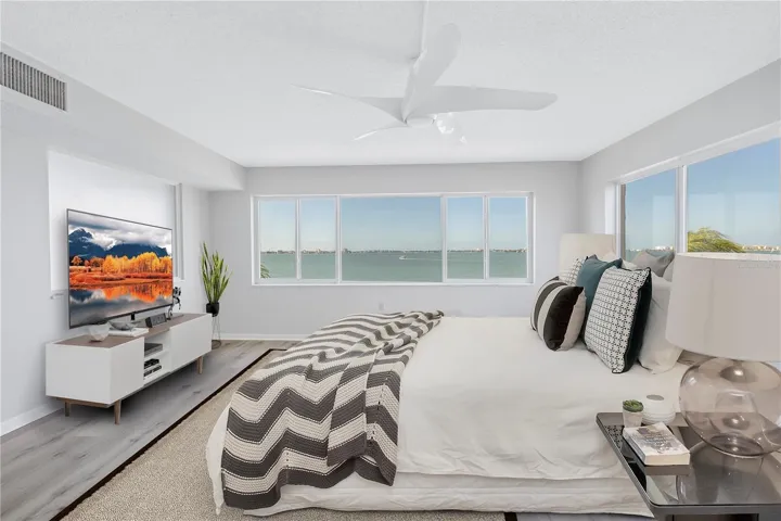 Virtually staged photo primary bedoom with ensuite