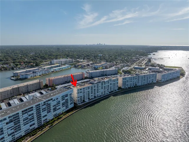Downtown Saint Petersburg in the distance. All buildings areound you are part of TownShores Community.