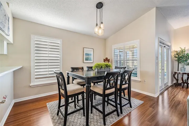 Plantation shutters in dining area