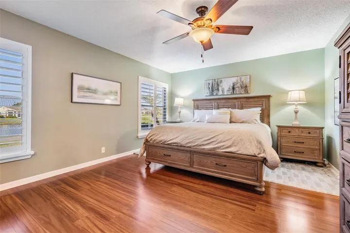 Oversized master bedroom with pond views