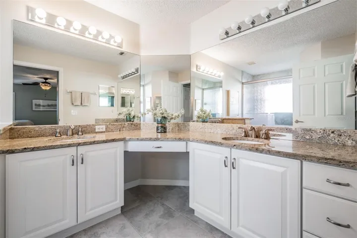 Updated bathroom with stone countertops