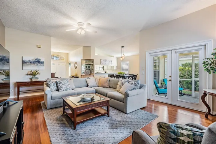Family room opens to dining area and kitchen