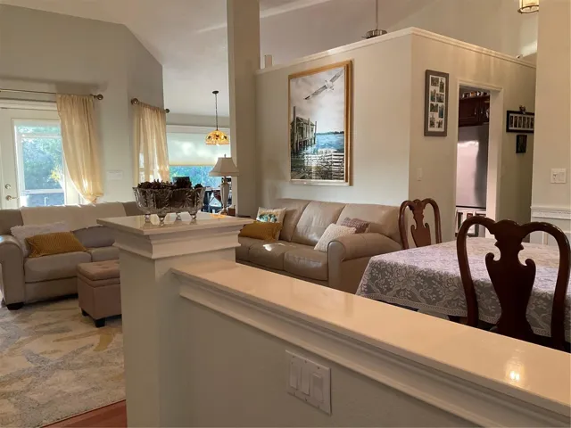 Open floor plan with high ceilings
