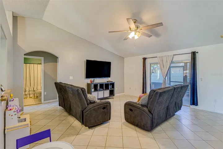 Living Room with Vaulted Ceilings