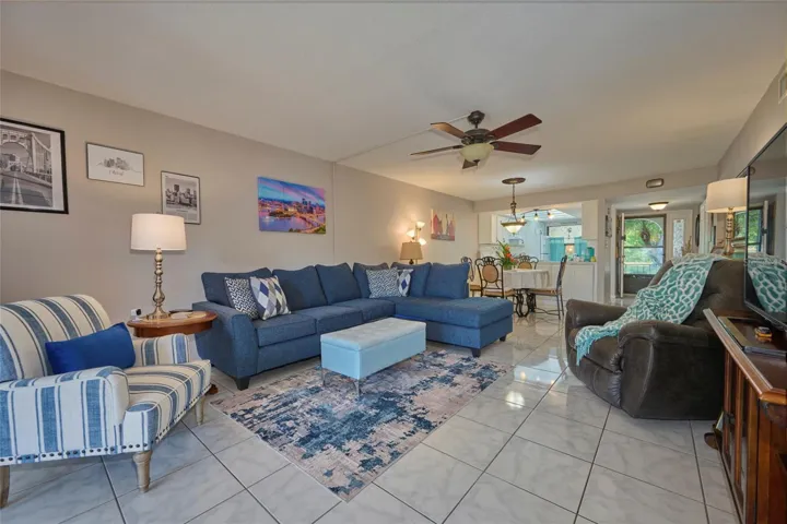 Living and dining spaces are combined.