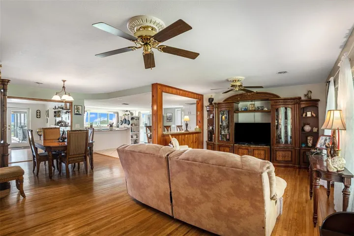 Living room. Open space. Classic wood paneling that can be easily painted to match your personal style.