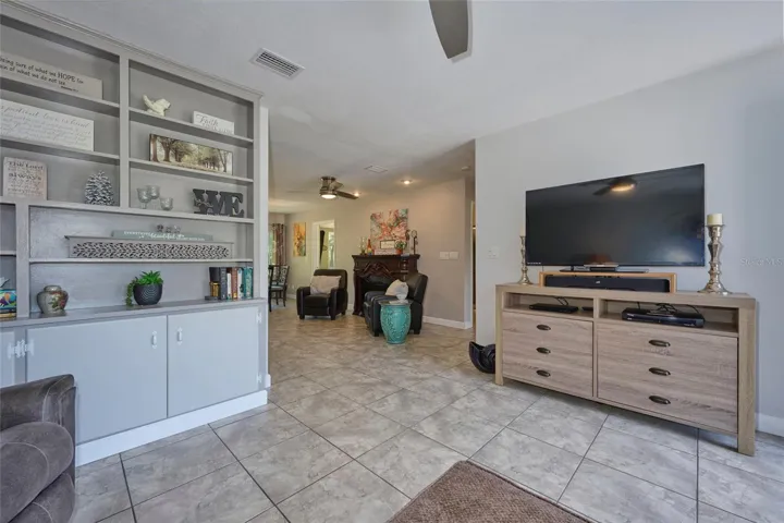 Living room with view into conversation area