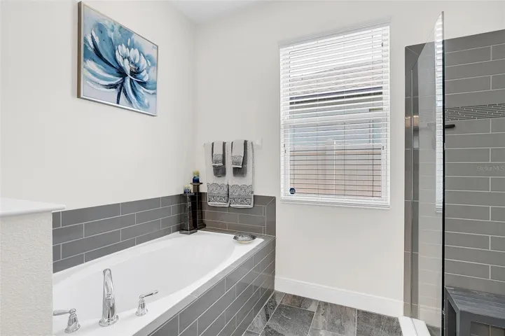 Primary bathroom w/ tub & separate shower