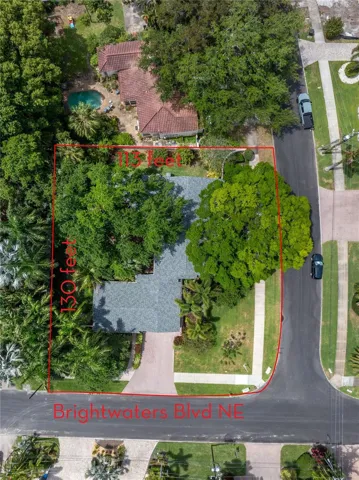 113 feet on Brightwaters Boulevard