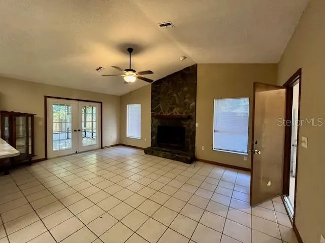 Living Room with Wood burning fireplace