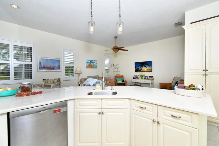 Kitchen overlooks the family room