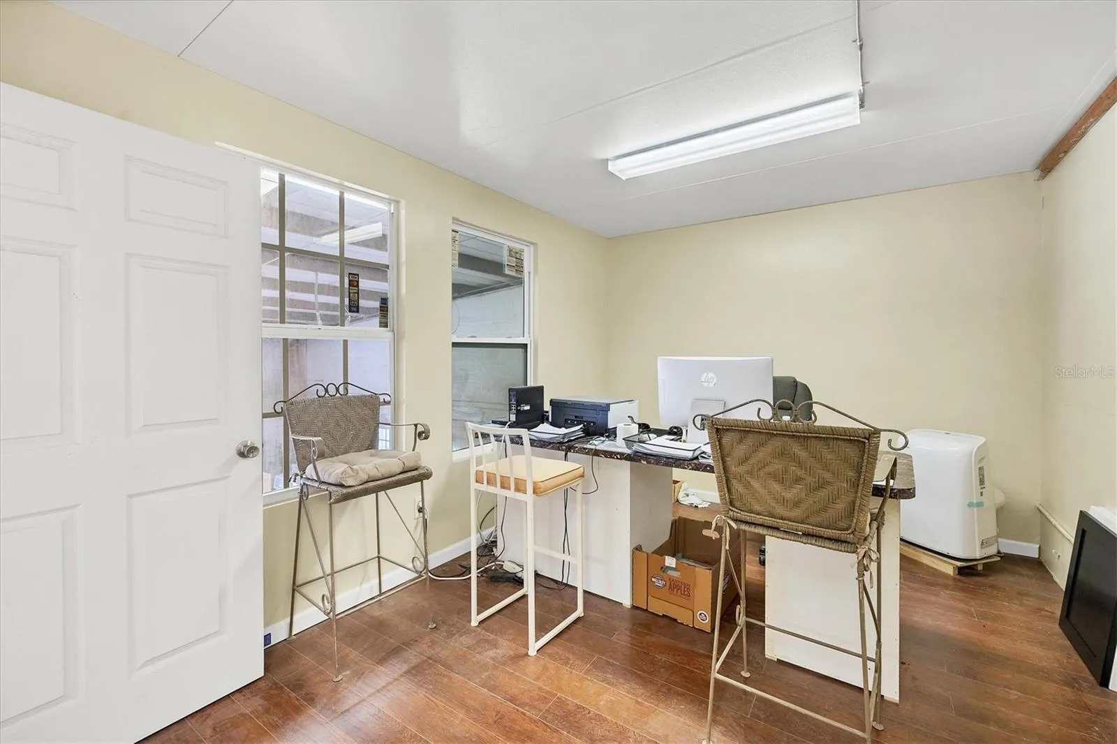 Bright office with windows.