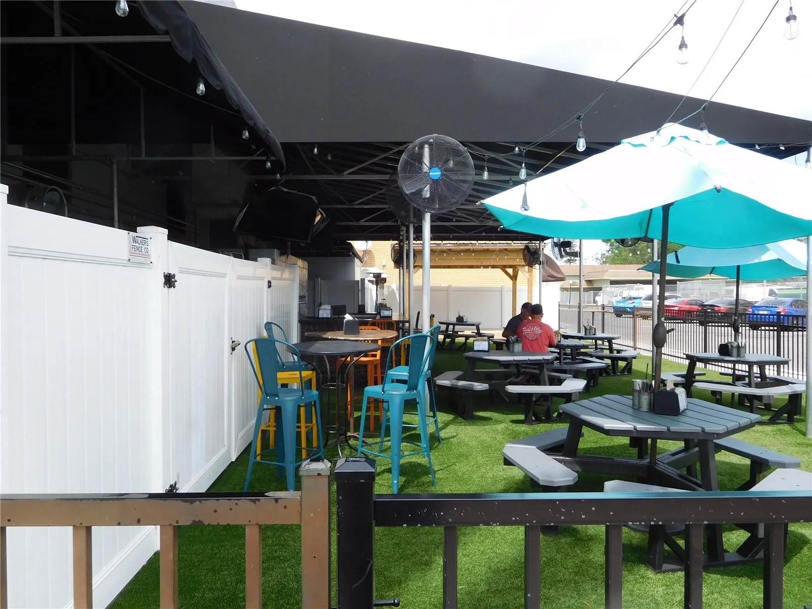 Outside eating and drinking area.