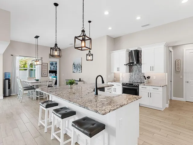 Kitchen with a supersized Island.