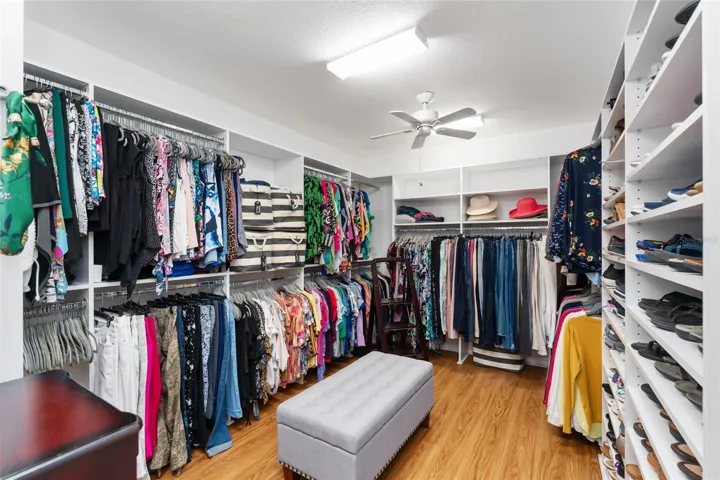 PRIMARY BR CLOSET view shows CUSTOM CLOSET ORGANIZATION SYSTEM