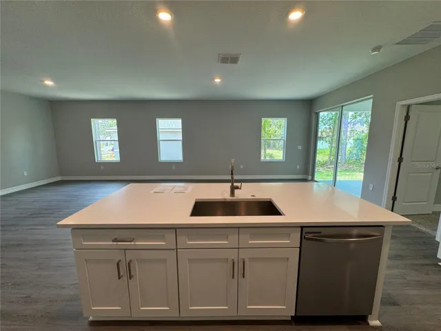 Island facing living room