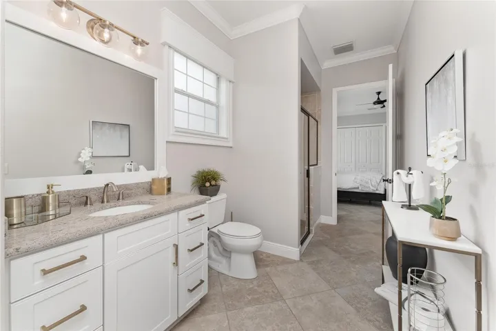 Another view of POOL BATH (Bathroom 3). Note window over toilet for NATURAL LIGHT.
