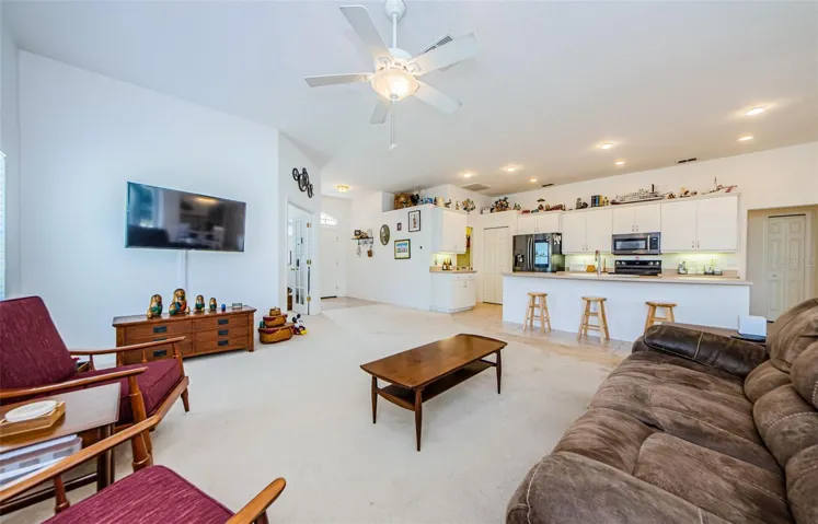 Living room looking to kitchen