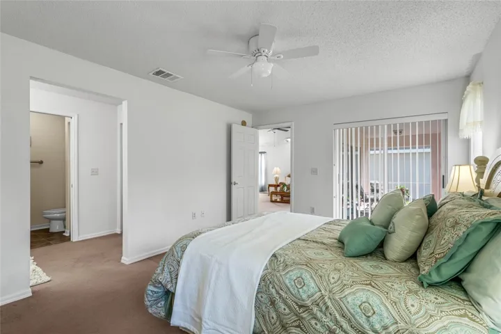 Master bedroom features a large walk-in closet