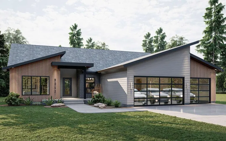 Front view of home plan from America's Best House Plans Modern Plan 963-00608.