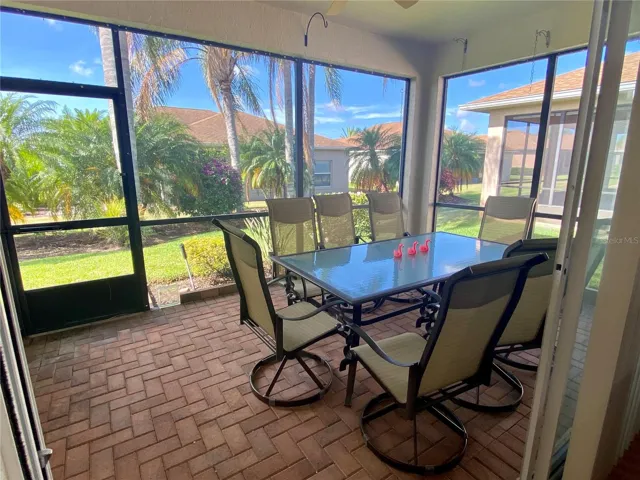 Patio pavers and ceiling fan with light