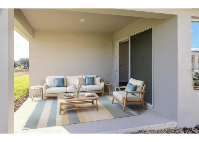 Virtually Staged: Covered rear porch with no rear neighbors