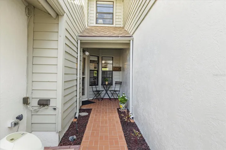 Walkway to front door- lots of space for your favorite plants