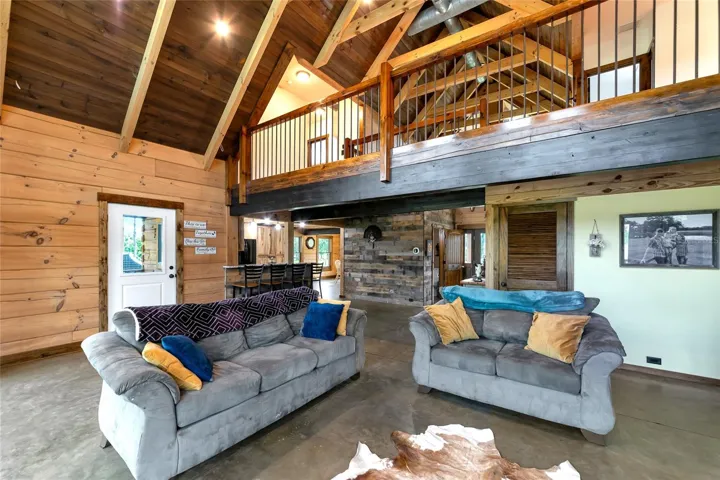 Vaulted ceiling living area