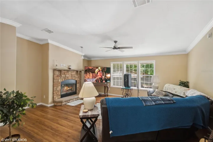 Living room with fireplace