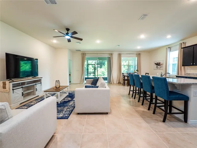Open living/kitchen/dining area