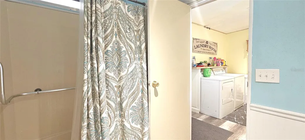 Guest bathroom includes walk-in shower