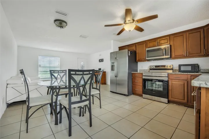 Kitchen/Dining area view from the backdoor.