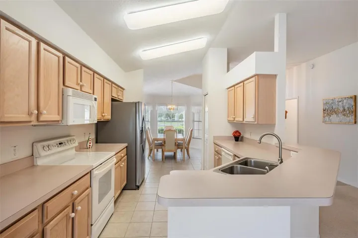 Kitchen with dining room view