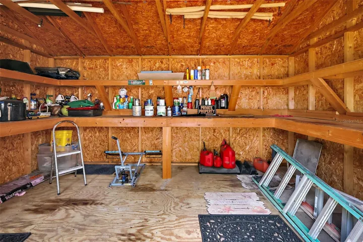 Shelving inside barn shed